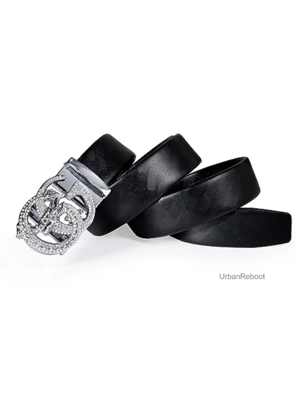 Men's Real Leather Ratchet Belt with Sliding Buckle, Adjustable Dress Belt